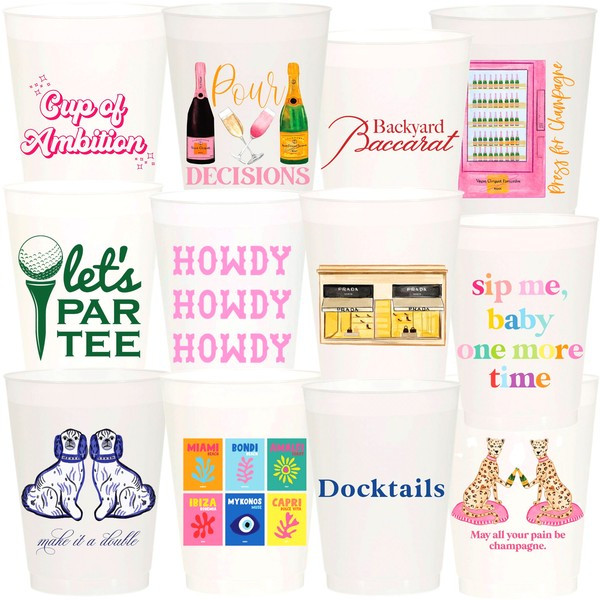 Set of 10 16oz Frosted Reusable Cups + Design Your Own Bulk Option | James Ascher