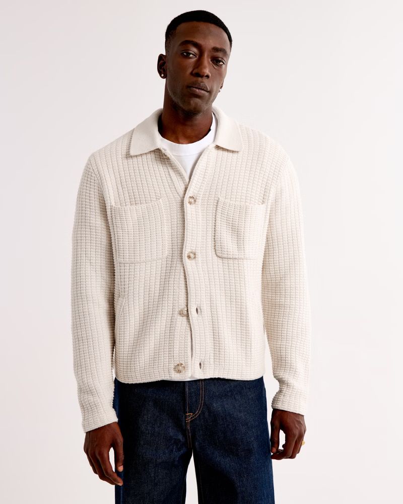 Cropped Stitched Sweater Shirt Jacket | Abercrombie & Fitch (US)