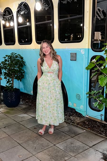 Green dress, Nuuly rental dress, cute dress, bachelorette trip guest outfit, beach outfit, beach vacation outfit, outfit of the day, ootd, cute outfit

#LTKtravel #LTKsalealert #LTKSeasonal
