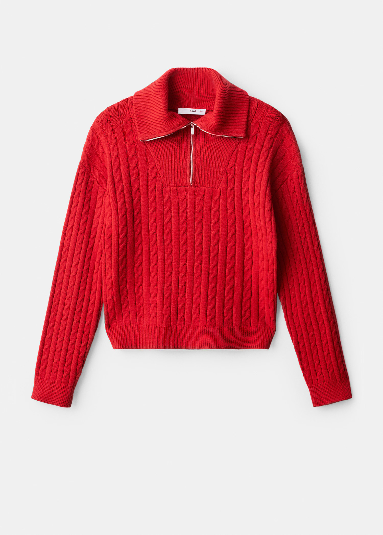 Cable-knit sweater with zip-up neck - Women | MANGO USA | Mango (US/MX/AU)