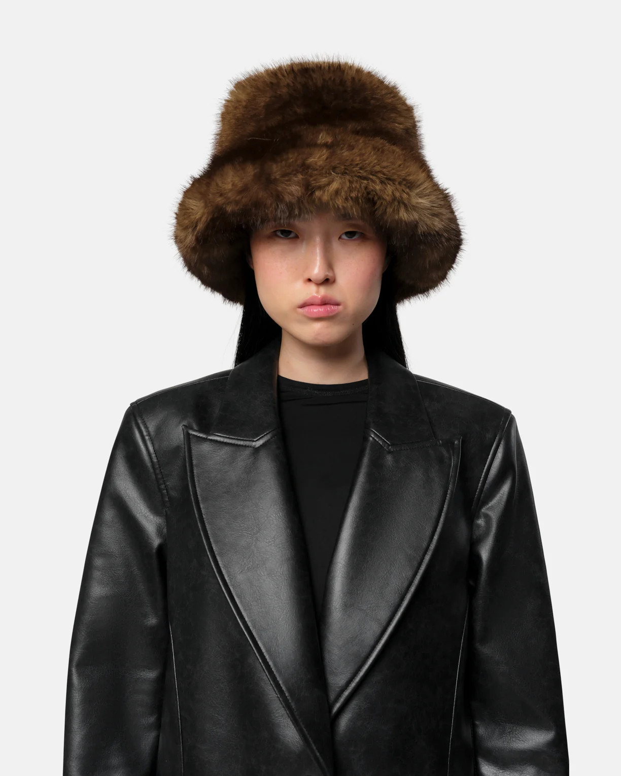 Gilly Faux Mink Bucket Hat in Brown | Apparis