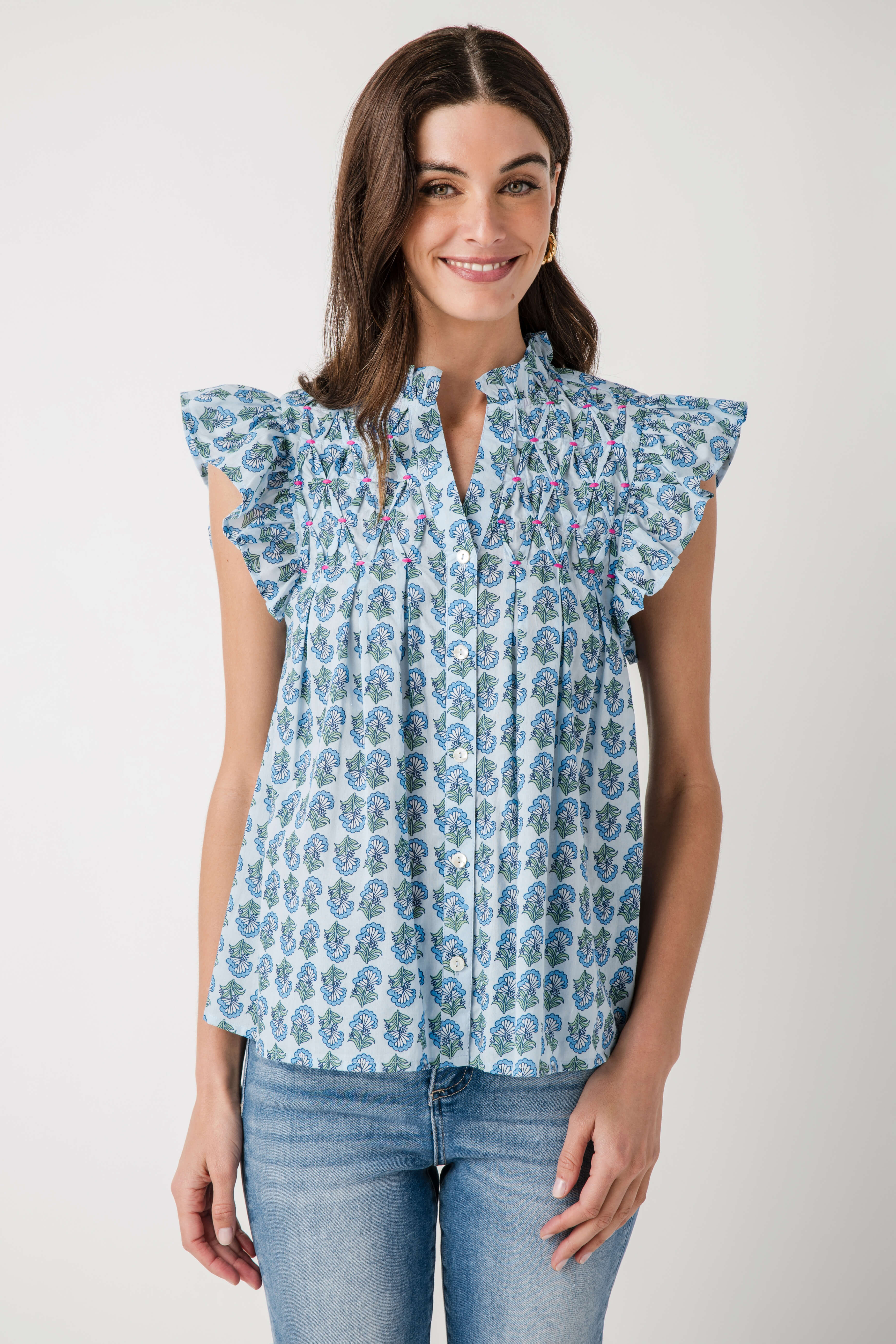 THML Block Print Button Up Top | Social Threads