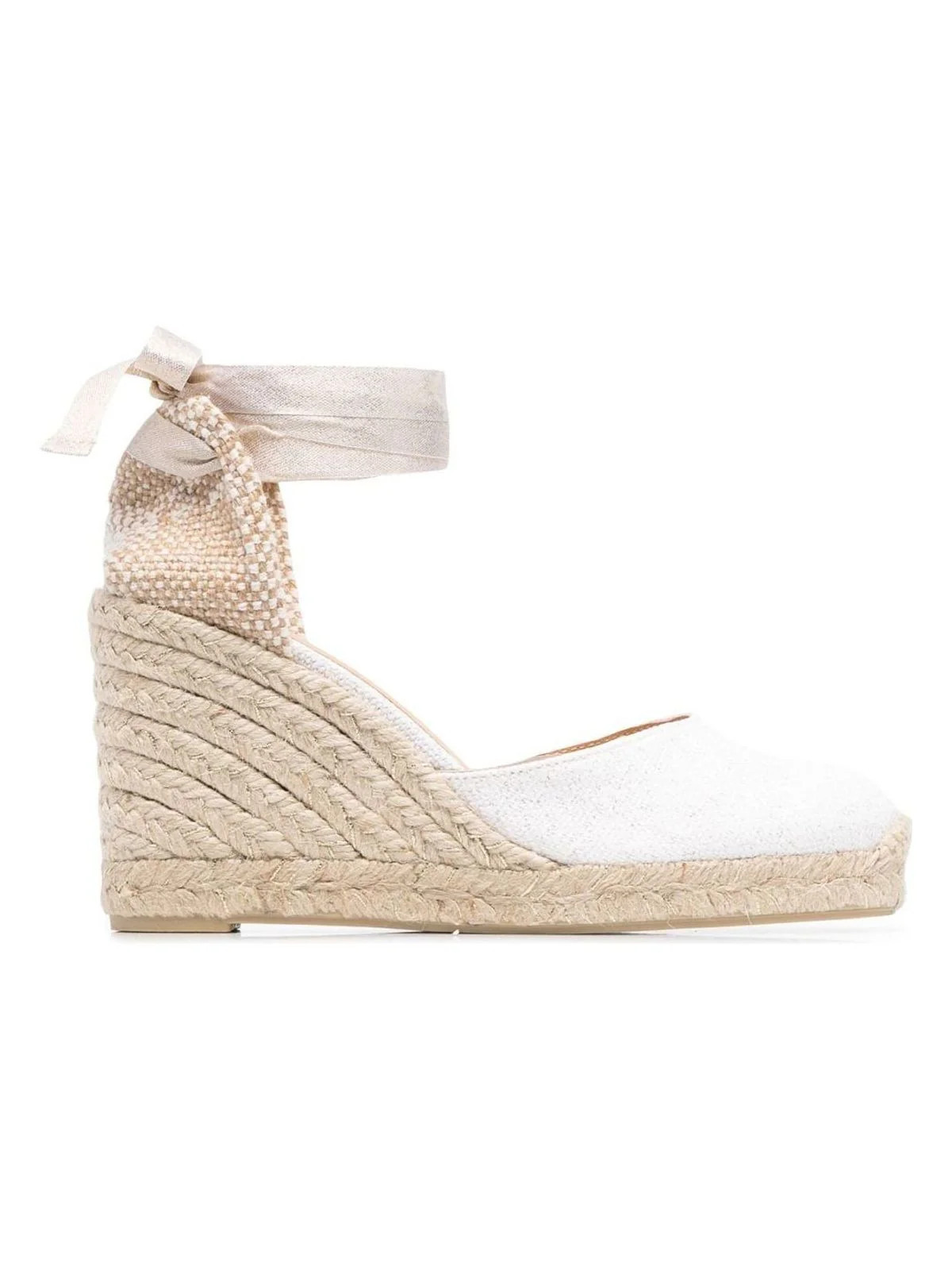 CastaÃ±er Women's Carina Raffia Wedge Espadrilles Sandal in White | Size 40 | LOZURI