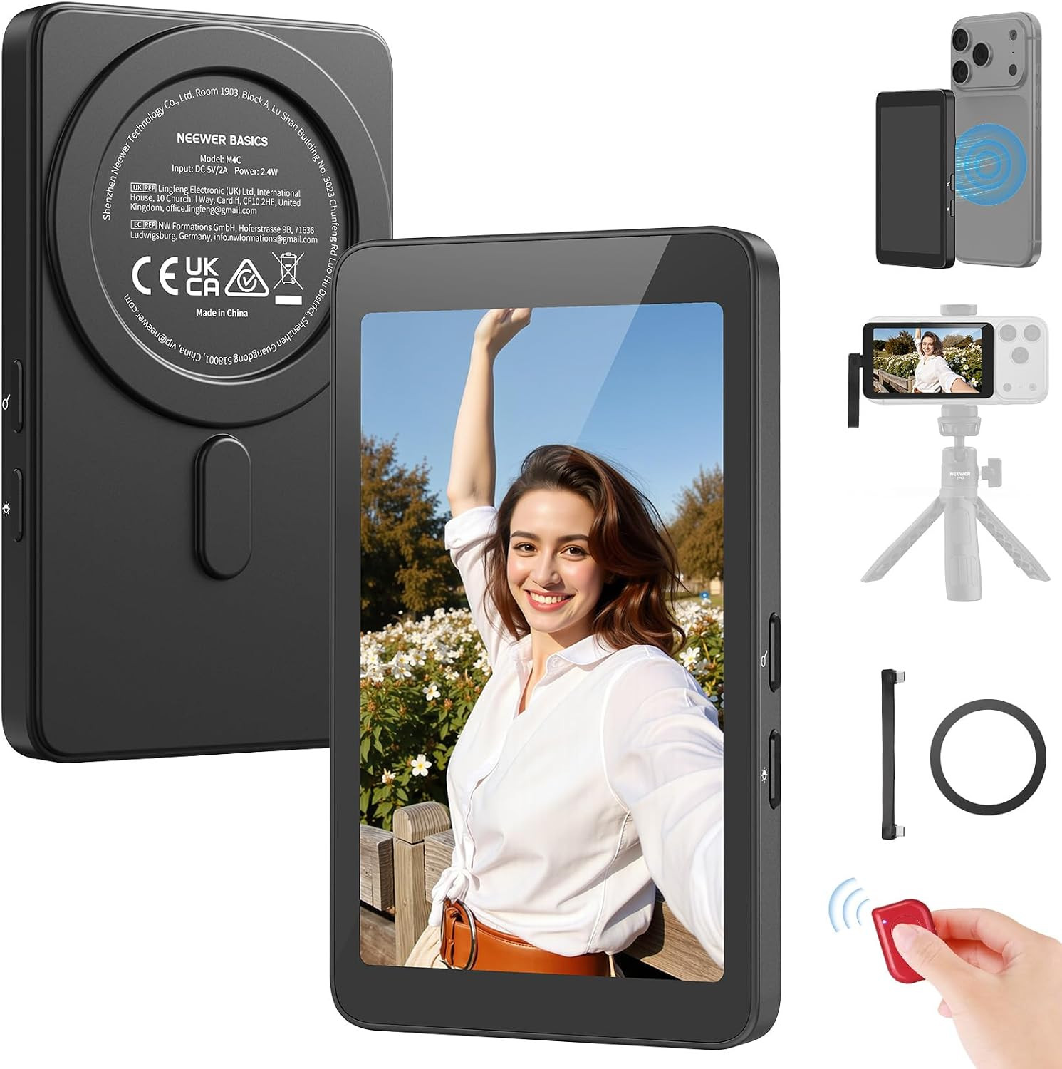 NEEWER 4" Phone Vlog Selfie Monitor Screen, Smartphone Back Camera Monitor with Remote for YouTube TikTok Video Streaming | Amazon (US)