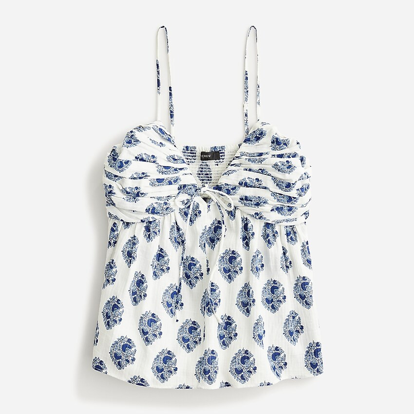 Gathered Lurex® gauze camisole in gathered floral block print | J. Crew US