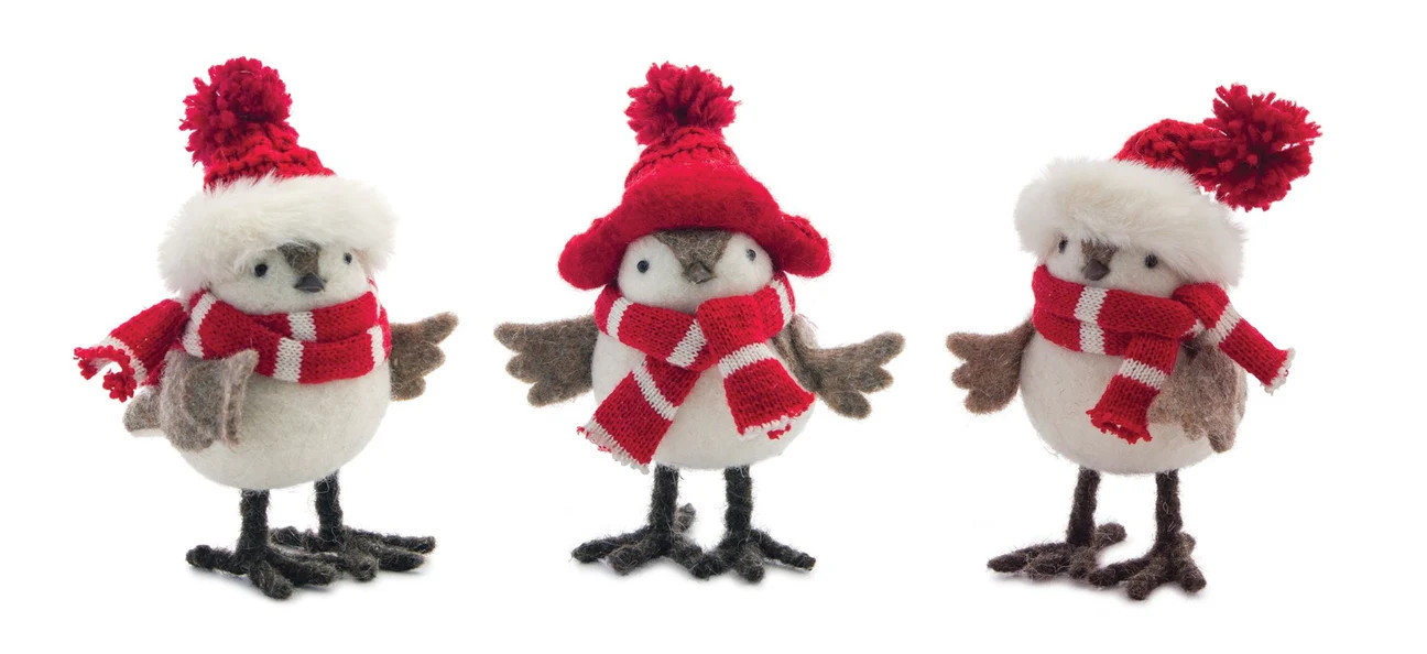 Plush Winter Birds with Hats and Scarves, Set of 12 | Pier 1