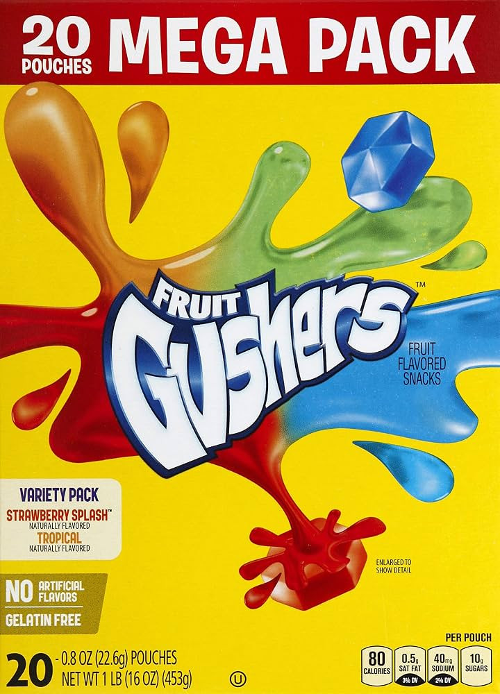 Gushers Fruit Flavored Snacks, Tropical and Strawberry Flavors, Family Pack, 20 Ct, 16 oz | Amazon (US)