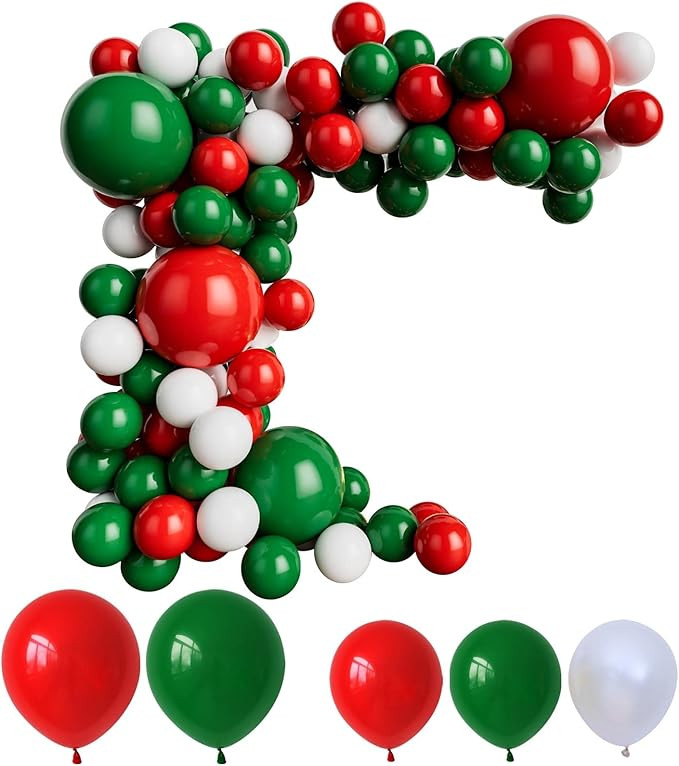 Red Green and White Balloon Garland for Birthday Baby Shower Wedding Graduation Christmas Party D... | Amazon (US)