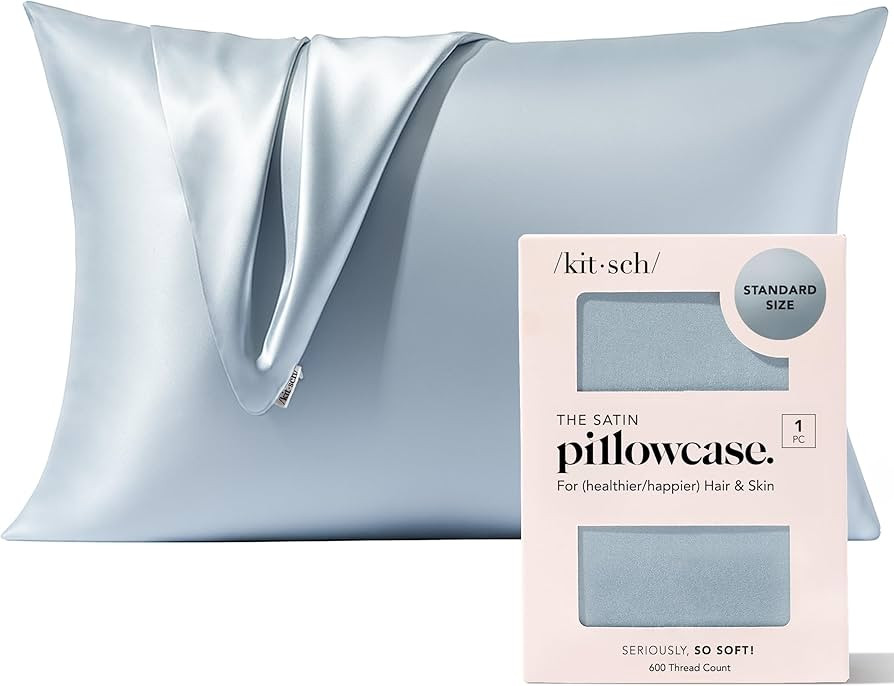 Kitsch Satin Pillowcase with Zipper for Hair & Skin, Softer Than Silk Pillow Cases Queen, Wrinkle... | Amazon (US)