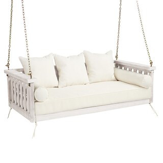 Porch Swing with Slat Rail & Weather Resistant Eucalyptus | Ballard Designs, Inc.