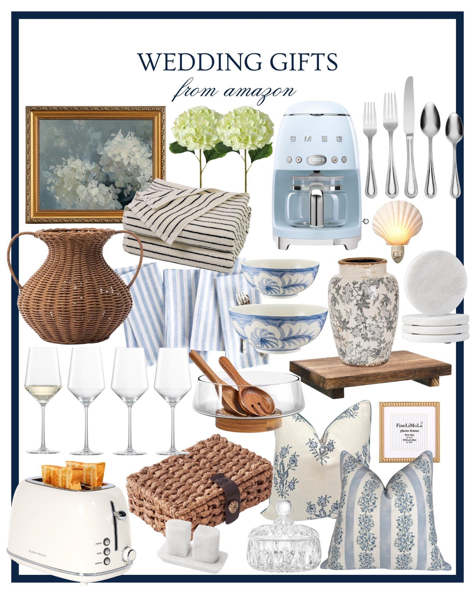 Wedding gifts from Amazon 🤍 Amazon gifts, Amazon wedding gifts, Amazon wedding registry, Coastal home, coastal grandmother home, coastal granddaughter home 

#LTKWedding #LTKHome