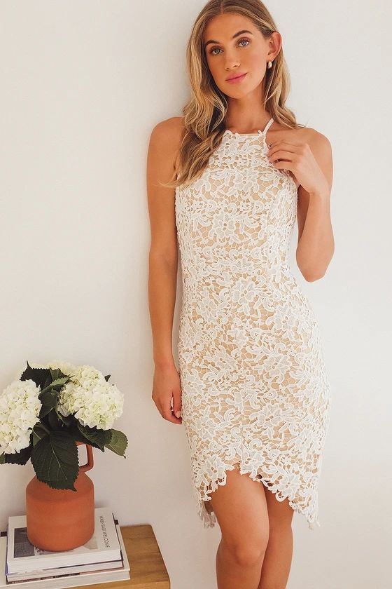 Keep My Heart White Crochet Lace High-Low Dress | Lulus (US)