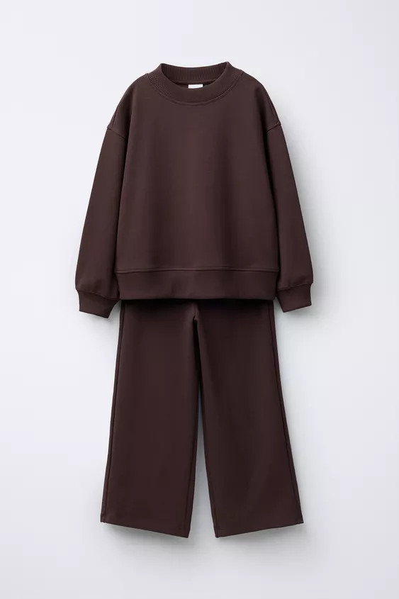 INTERLOCK SWEATSHIRT AND WIDE LEG PANTS SET | Zara US