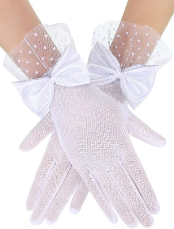 Bencailor Women Lace Gloves Party Wedding Gloves Girl Bow Short Prom Glove Evening Elegant Access... | Amazon (US)