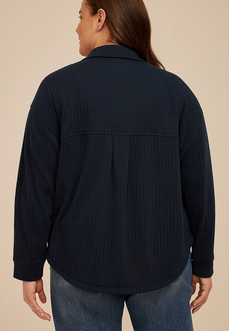 Plus Size Cabled Texture Cropped Shacket | Maurices