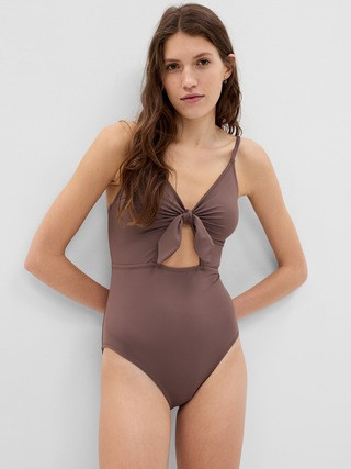 Recycled Bunny-Tie Cutout One-Piece Swimsuit | Gap (US)