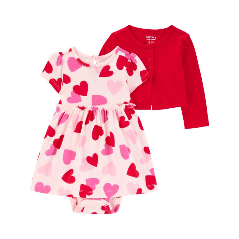 Carter's Child of Mine Baby Girl Valentine's Dress Set, 2-Piece, Sizes Newborn-12 Months | Walmart (US)