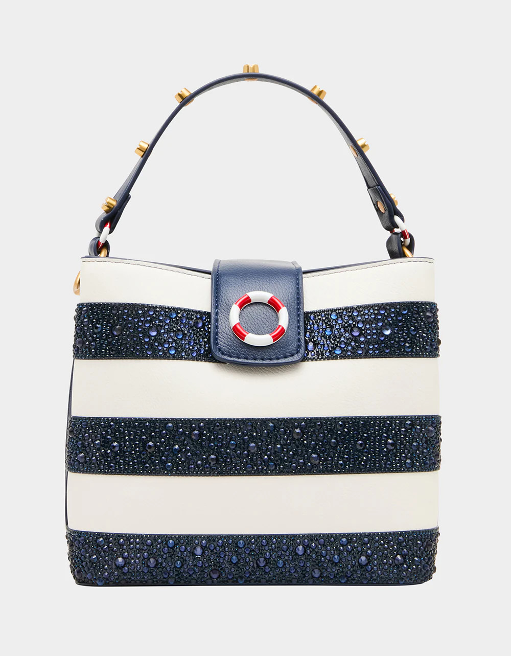 AHOY, GORGEOUS RHINESTONE STRIPE Navy Multi Beach Women's Crossbody | Betsey Johnson