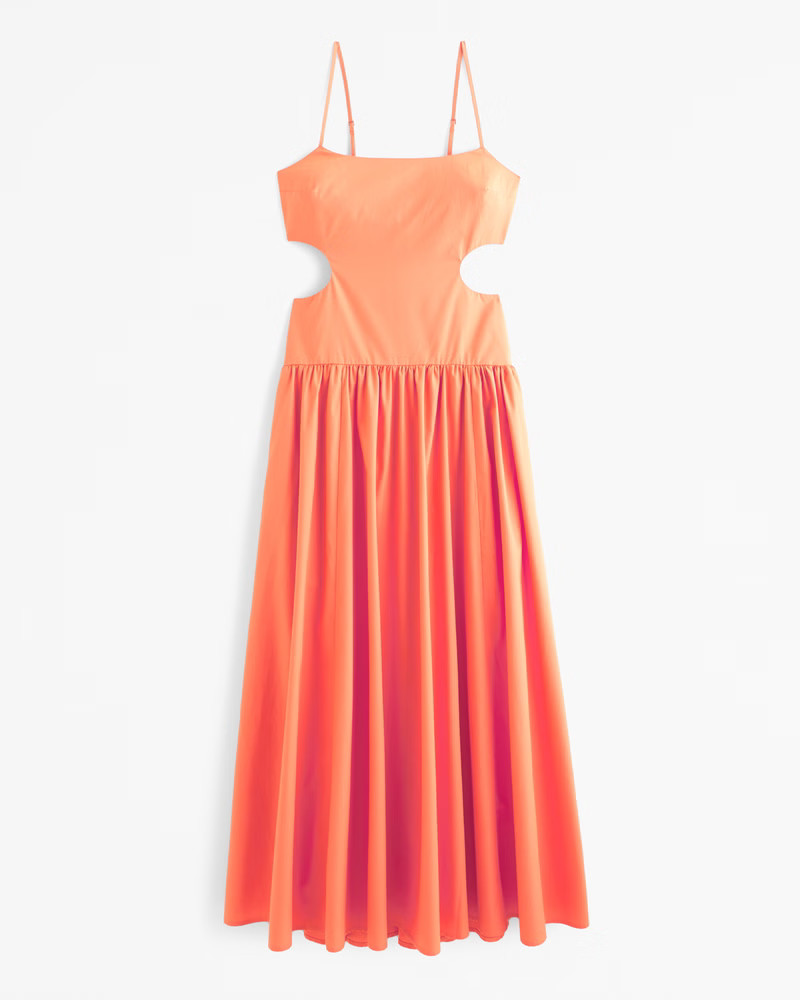 Abercrombie & Fitch Women's Drop-Waist Cutout Maxi Dress in Orange - Size XL PETITE | Abercrombie & Fitch (US)
