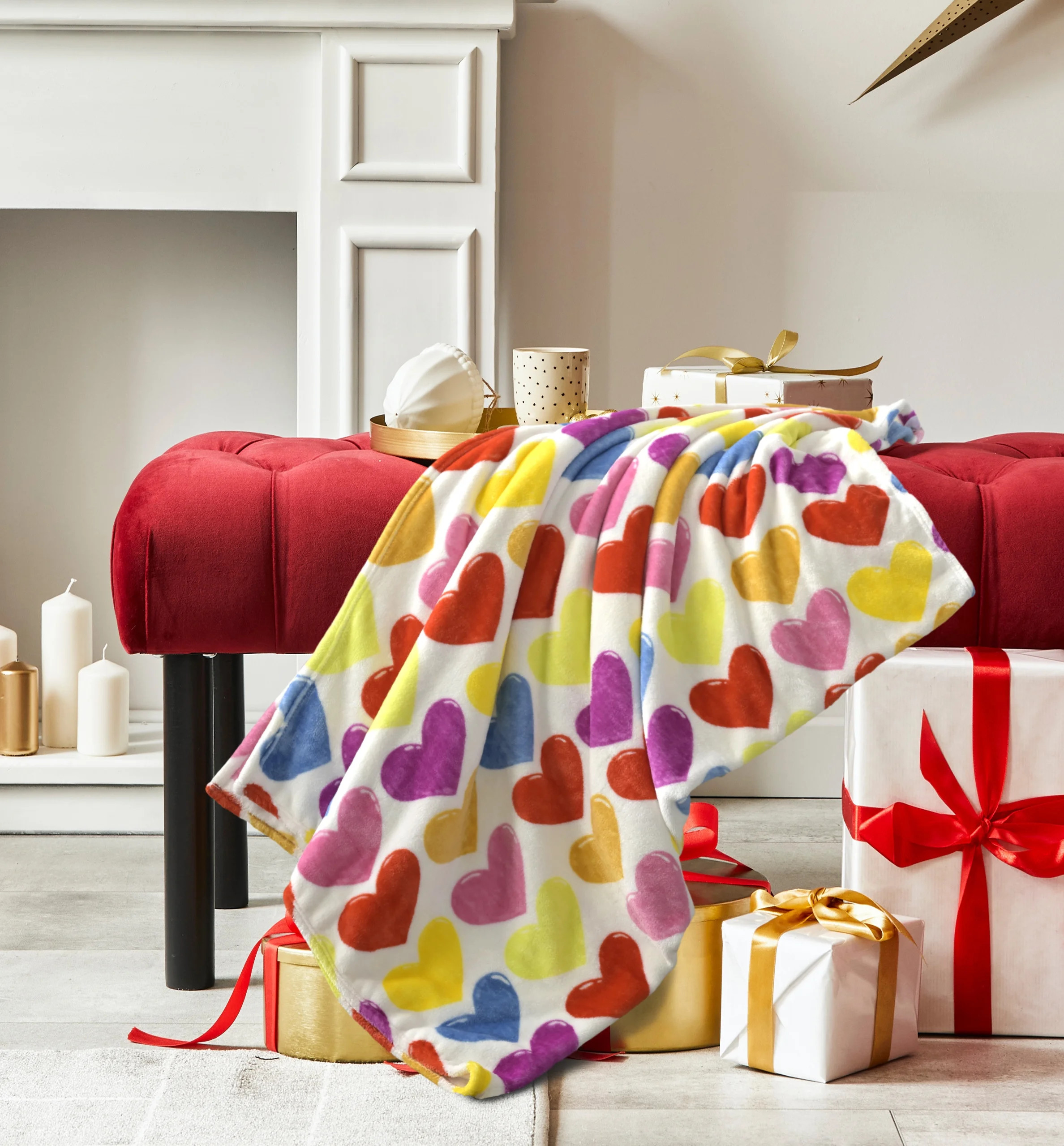 WTWay to Celebrate Super Soft Cozy Valentines Day Oversize Plush Throw Blankets, Hearts | Walmart (US)