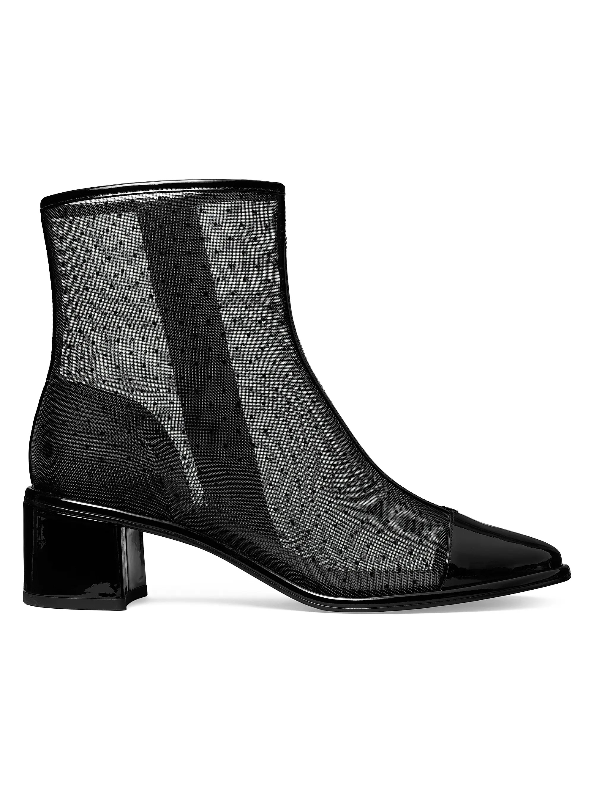 50MM Polka Dot Mesh & Patent Leather Ankle Boots | Saks Fifth Avenue