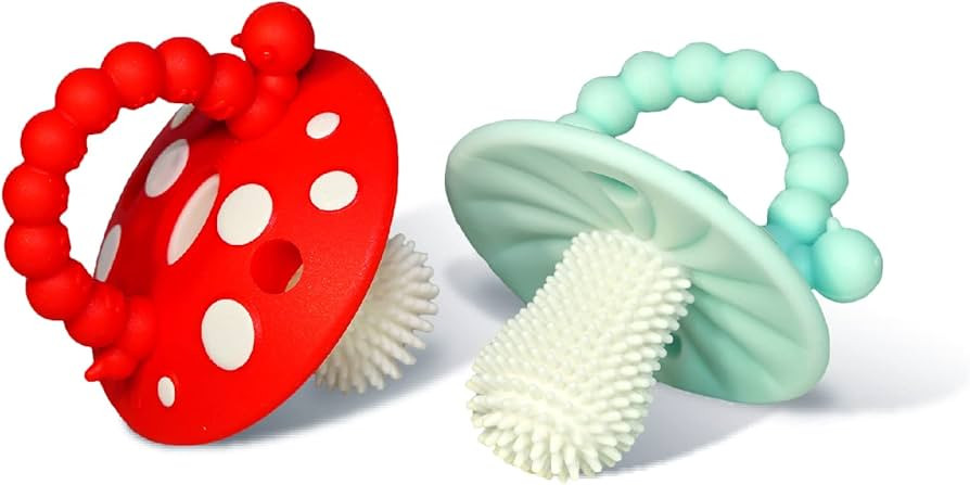RaZbaby Soft Silicone Infant & Baby 3M+ Teether Toy Massaging Bristles Teething Relief Pacifier -... | Amazon (US)