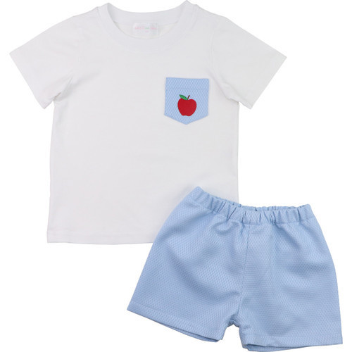 Blue Honeycomb Apple Short Set | Cecil and Lou