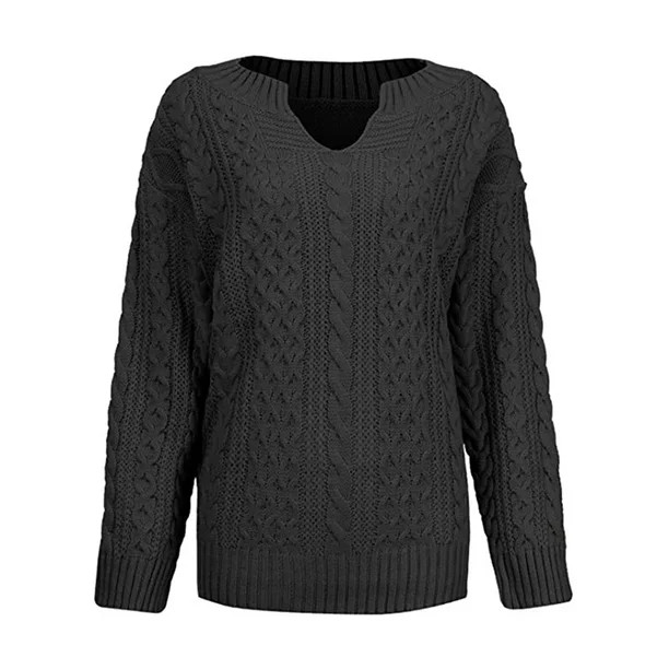 Frontwalk Womens V Neck Sweaters Long Sleeve Cable Knit Pullover Jumper Tops Casual Winter Fall C... | Walmart (US)