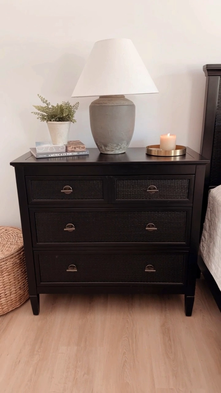 Both our bed, and the matching dressers that we use as nightstands are currently on sale, I believe this is the lowest we have seen these dressers drop.  They are amazing quality and solid wood!  Bedroom, furniture, bedroom, decor, master bedroom, dressers, nightstands, black dresser, modern dresser, Home Depot, pottery, barn dupe, pottery, barn, look alike, black furniture, black bed, headboard, black, headboard, neutral decor

#LTKsalealert #LTKstyletip #LTKhome