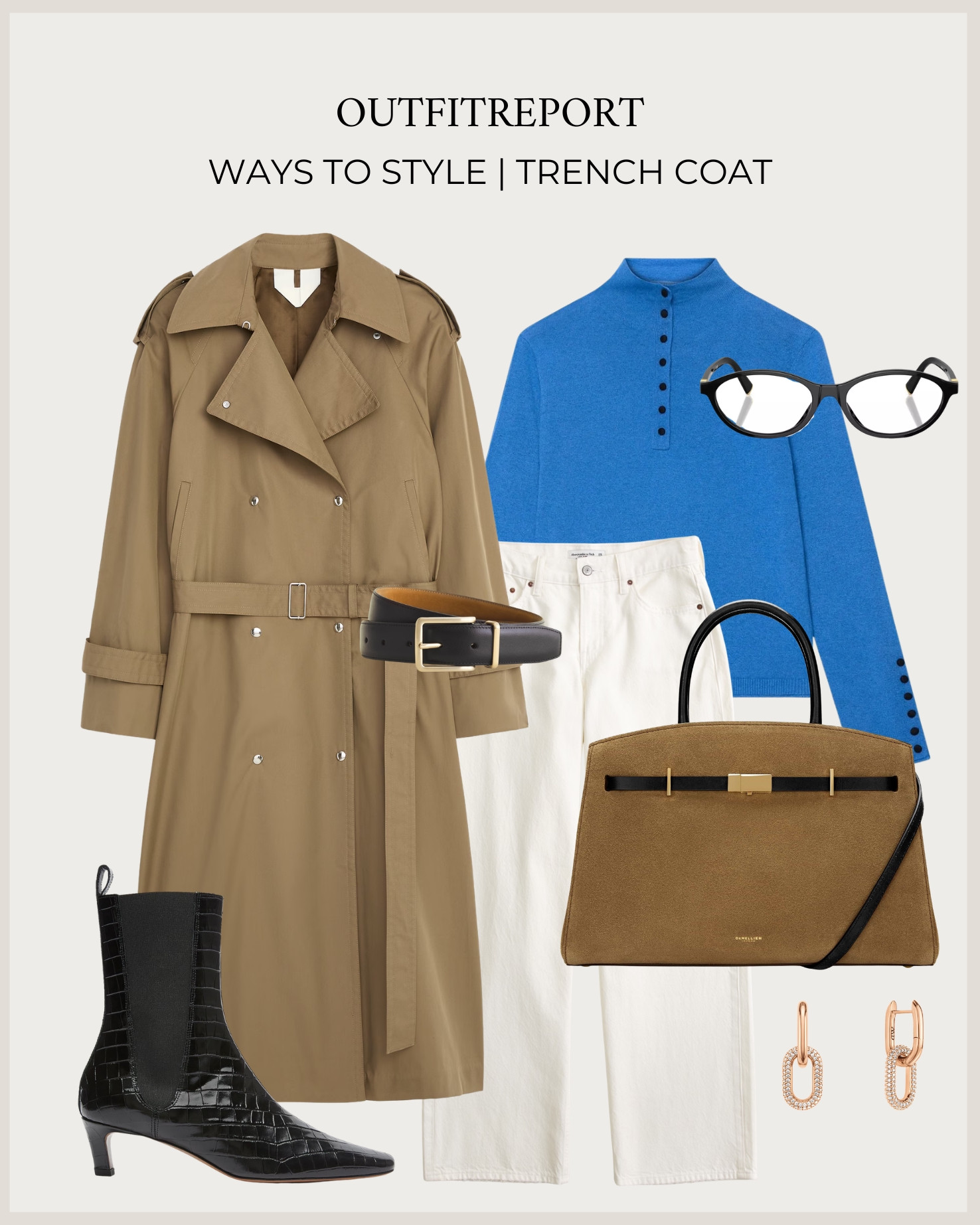 Ways to style a trench coat in white jeans, booties blue sweater and tote handbag

#LTKautumn #LTKjeans #LTKbag