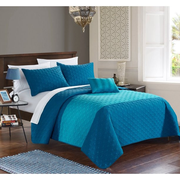Chic Home Walker 8-Piece Solid Color Quilt Set, Queen, Teal - Walmart.com | Walmart (US)