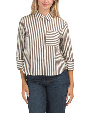 Three-quarter Sleeve Striped Shirt | Long Sleeve Tops | Marshalls | Marshalls