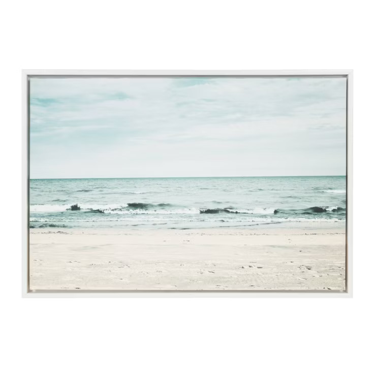 23" x 33" Sylvie Beach 2 Framed Canvas by F2 Images White - Kate and Laurel | Target