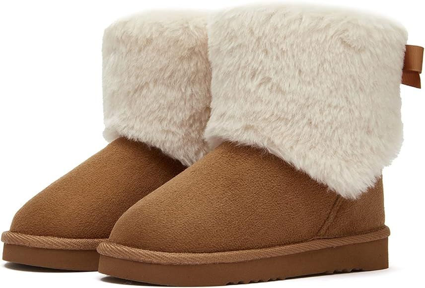 Weestep Girls Toddler Little Kid Warm Fur Winter Ankle Flat Snow Boot | Amazon (US)