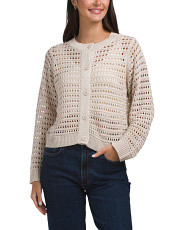 Linen Blend Boxy Open Weave Sweater | Women | Marshalls | Marshalls