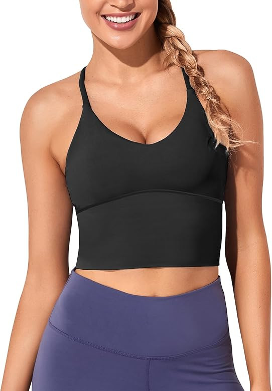 XUNYU Women Longline Sports Bra Workout Tank Tops Strappy Criss Cross Crop Fitness Gym Yoga Runni... | Amazon (US)