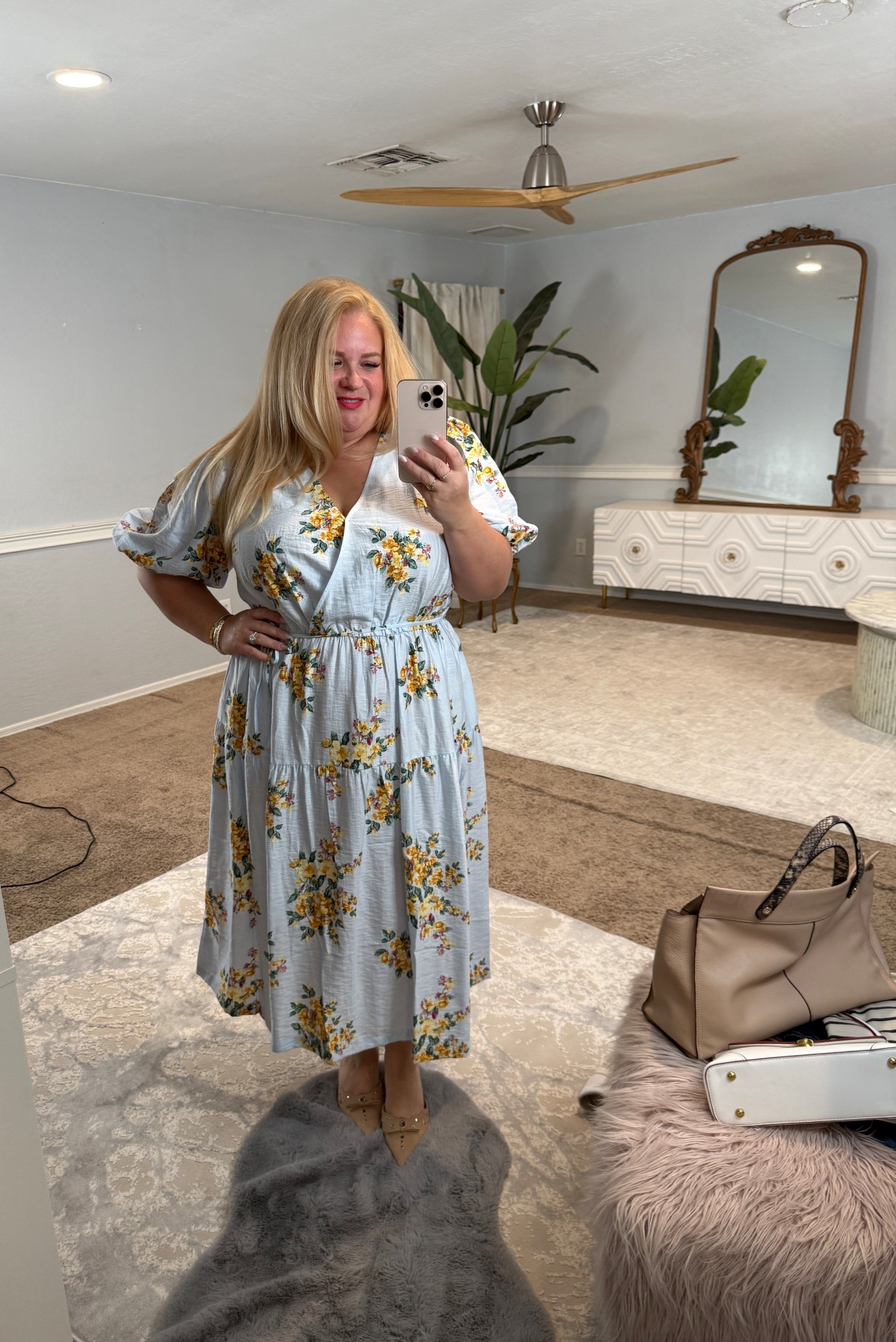 This dress is so pretty for spring! Wearing 1x
Non stretch 
Plenty of rooms in arms and shoulders 
Fits roomy

#LTKOver40 #LTKMidsize #LTKPlusSize