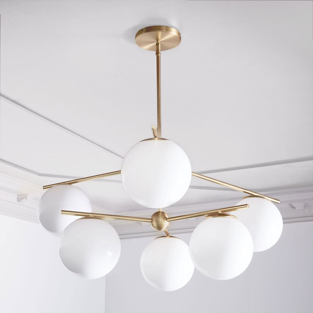 Sphere & Stem 6-Light Chandelier - Milk | West Elm (US)