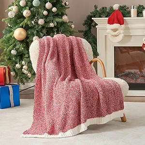 Snuggle Sac Red Throw Blanket for Couch, Super Soft Warm Christmas Red Blankets Cozy Knit Fuzzy P... | Amazon (US)