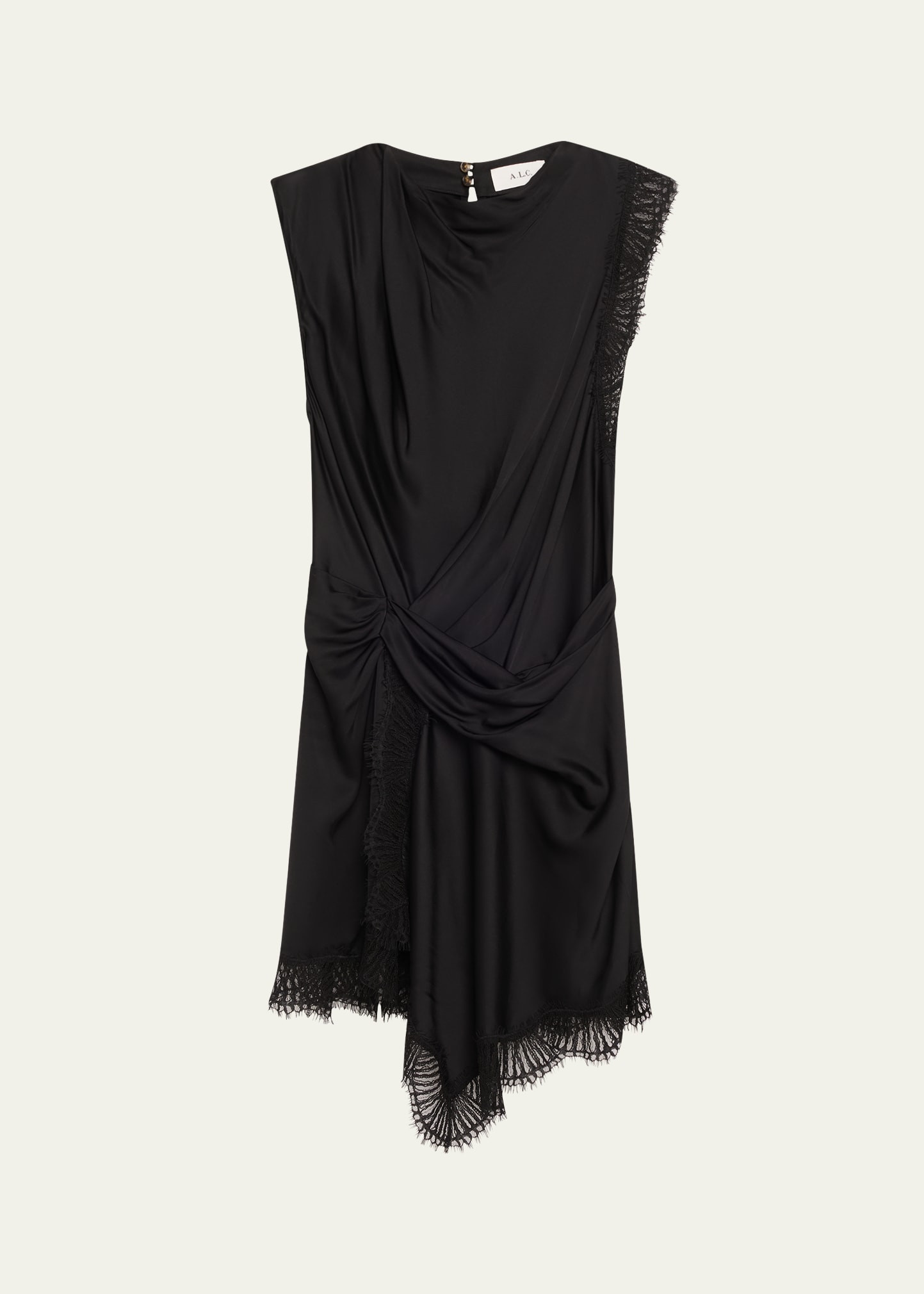 A.L.C. Dion Draped Lace-Trim Satin Mini Dress | Bergdorf Goodman