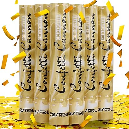 Confetti Cannon Party Poppers Gold,(6 pack) YESHOW Confetti Shooters Blaster for Birthday Graduat... | Amazon (US)