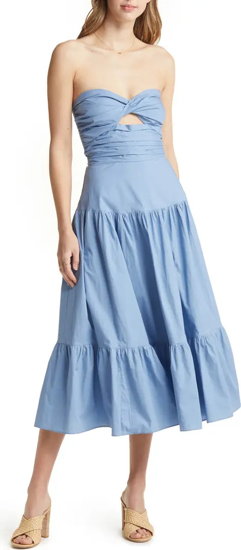 Strapless Cutout Cotton Midi Dress | Nordstrom