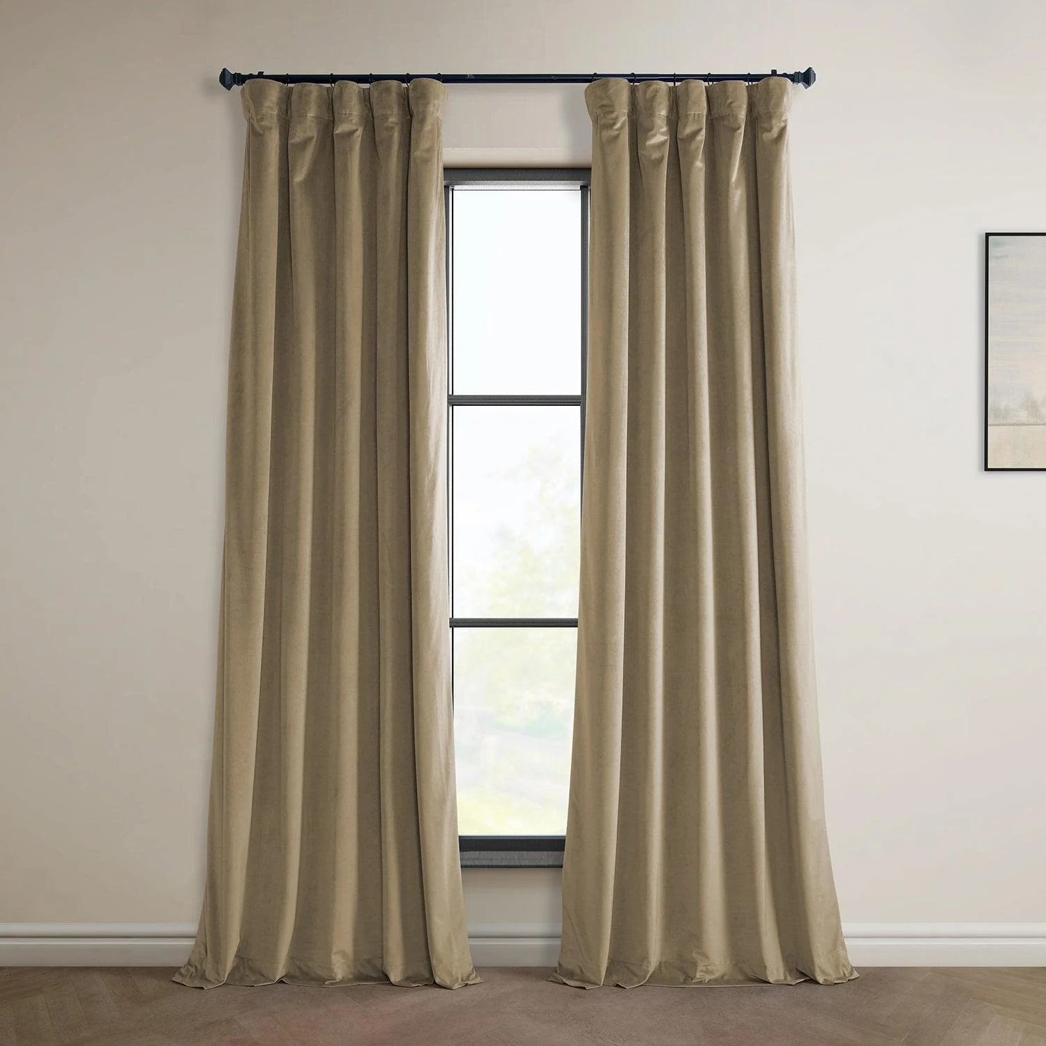 Museum Taupe Heritage Plush Velvet Room Darkening Curtain | Half Price Drapes