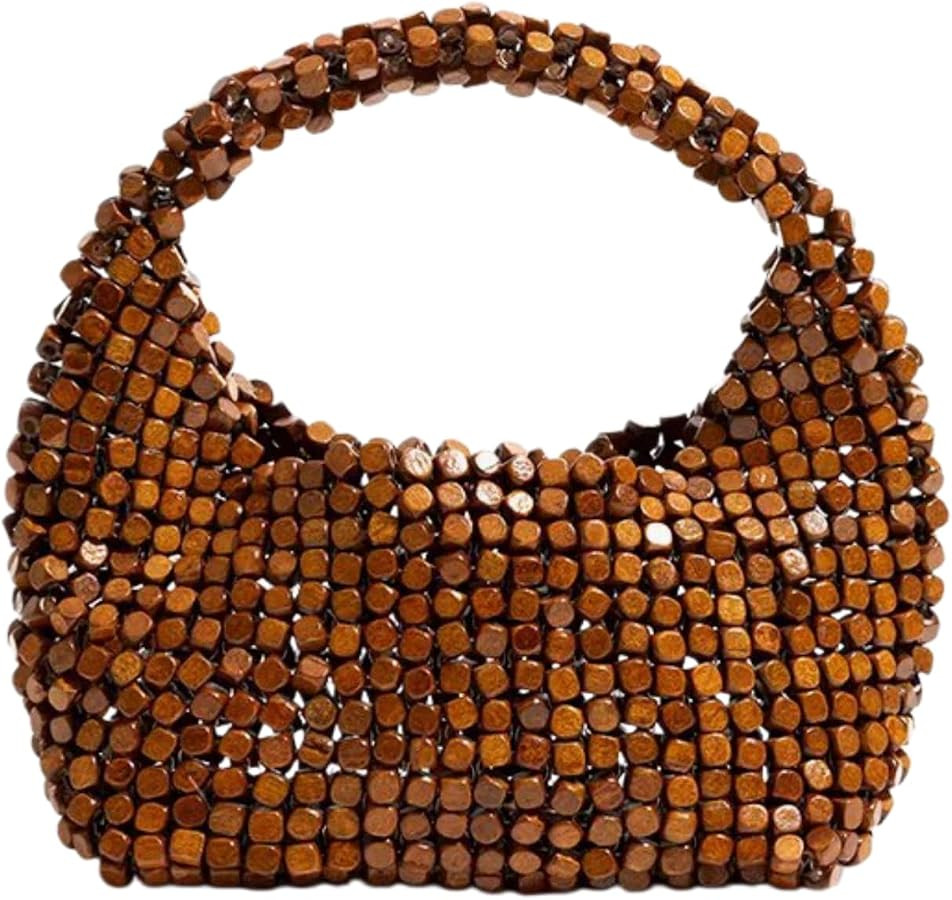 Vintage Wooden Beaded Clutch for Women Small Handmade Evening Handbag Summer Woven Shoulder Cross... | Amazon (US)