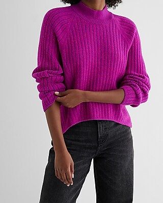 Ribbed Mock Neck Long Sleeve Sweater | Express