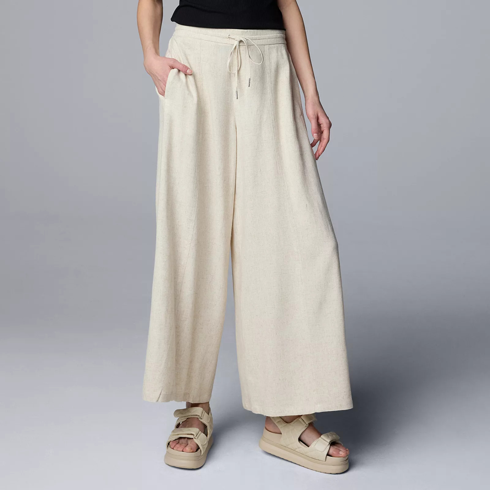 Women's Simply Vera Vera Wang Linen Blend Wide Leg Pants | Kohl's