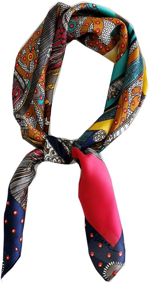 FONYVE Silk Feeling Scarf Medium Square Satin Head Scarf for Women 27.5 × 27.5 inches | Amazon (US)