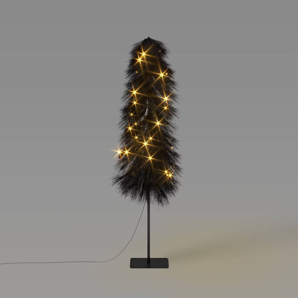 5' LED Lit Black Faux Alpine Balsam Fir Halloween Tree with Warm White Dewdrops Novelty Light - H... | Target