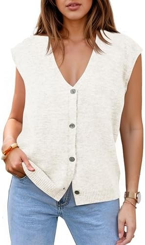 Cicy Bell Womens V Neck Sweater Vest Casual Button Down Knit Vest Outerwear Sleeveless Trendy Car... | Amazon (US)