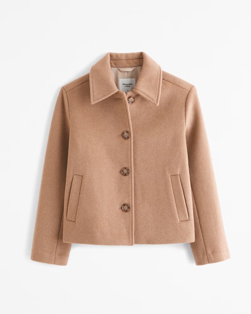 Wool-Blend Short Coat | Abercrombie & Fitch (US)